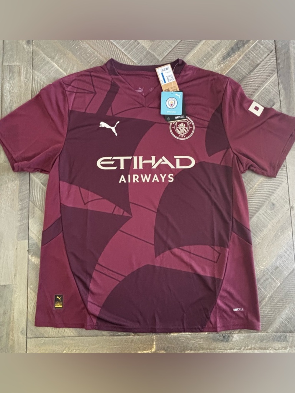Puma Manchester City Burgundy Maroon Crest Soccer Jersey